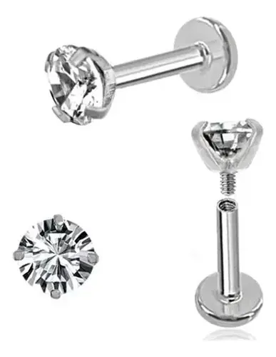 Labret Plateado con Zirconia Engarzada Ride Club - Plateado