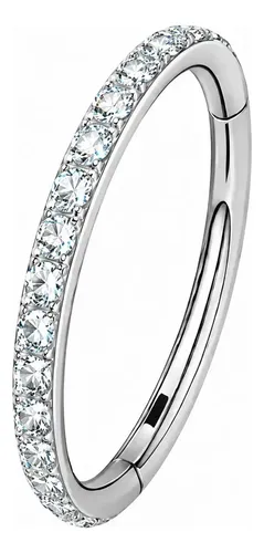 Piercing Septum Clicker Zirconia Engarzada 8mm Ride Club - Plateado
