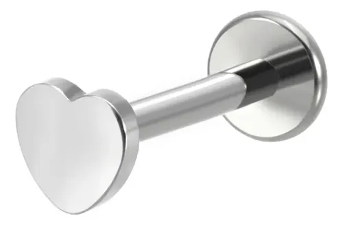 Piercing Labret Corazón Plateado Acero Quirúrgico Ride Club Plateado