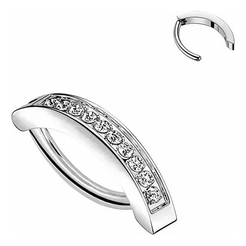 Piercing Ombligo Clicker Zirconia Blanca Ride Club Plateado