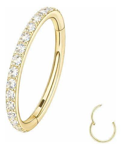 Piercing Septum Clicker Zirconia Engarzada 8mm Ride Club - Dorado