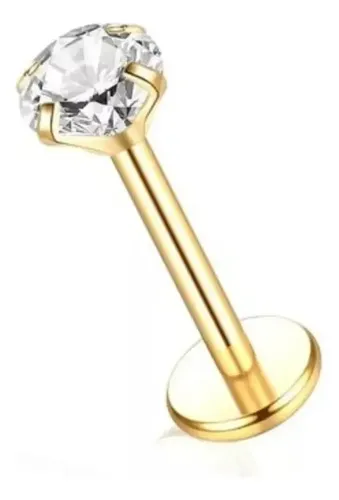 Labret Plateado con Zirconia Engarzada Ride Club - Dorado