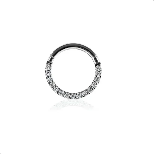 Piercing Septum Clicker Zirconia Engarzada 8mm Ride Club Plateado