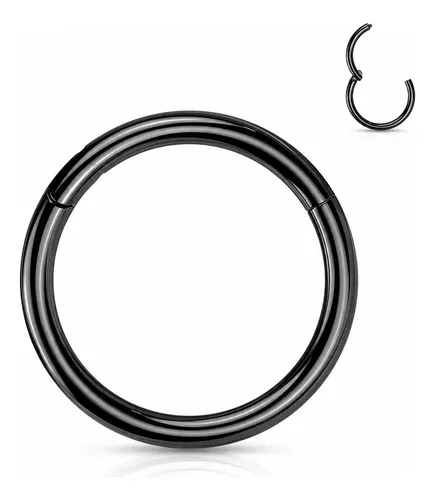 Piercing Clicker Liso Acero Quirúrgico 10mm Ride Club - Negro