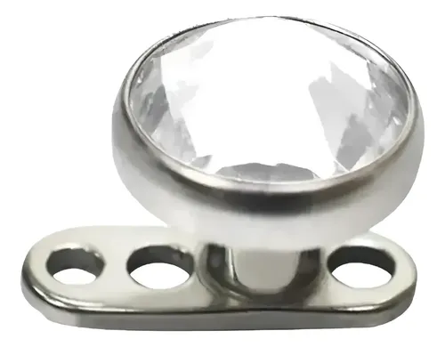 Piercing Microdermal Titanio con Zirconia Blanca Ride Club Plateado