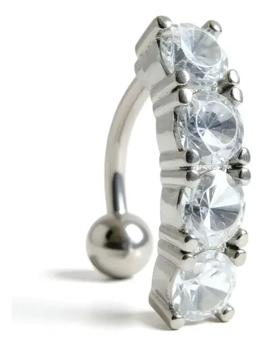 Piercing Ombligo Zirconias Engarzadas Ride Club Plateado